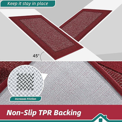BEQHAUSE Indoor Door Mat 20" x 48", Dirt Trapper Door Mats Non-Slip Entryway Rugs Washable, Resist Dirt Absorbent Welcome Mat, Low Profile Floor Mats for Front Back Door and Entryway, Red