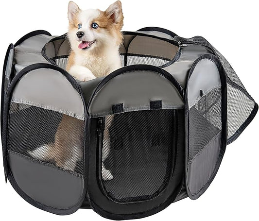 LAFYETTE - USA Based, Dog Cat Playpen, Puppy Kitten Pet Playpen Indoor Outdoor, Portable Pop Up Dog Kennel Tent Crate Cage for Dog Cat Rabbits, Foldable Pet Enclosure, Removable Top Cover, 36" x 16"