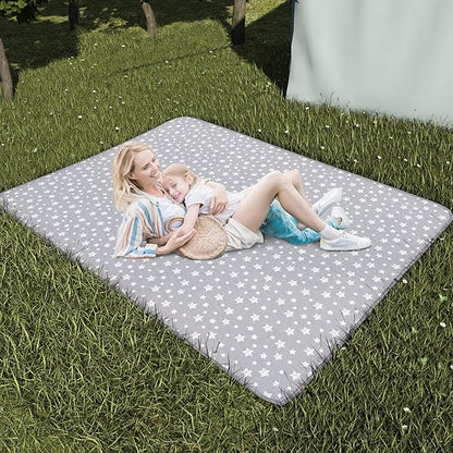 Large Splat Mat 54x72 Inches Extra Large Waterproof Mat Anti-Slip Bottom, Baby Art Playtime Mat for Craft/Mealtime on Table or Floor, Washable Portable Picnic Mat, Grey Star 4.5x6 Ft