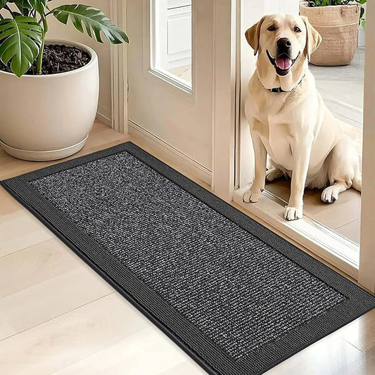 BEQHAUSE Indoor Door Mat 20" x 48", Dirt Trapper Door Mats Non-Slip Entryway Rugs Washable, Resist Dirt Absorbent Welcome Mat, Low Profile Floor Mats for Front Back Door and Entryway, Charcoal