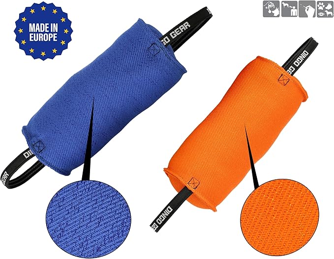 Dingo Gear Dog Tug Toy for Strong Dog, Bite Training, IGP, Fun, French Linen Candy, 12x5,5" Orange Berta S00098