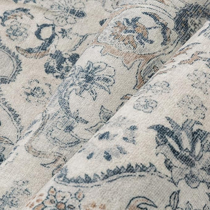 Blue Runner Rug 2x8 Washable Vintage Long Carpet Low Pile Traditional Distressed Retro Accent Indoor Hallway Throw Rug Non Slip for Kitchen Laundry Bathroom Dining Room