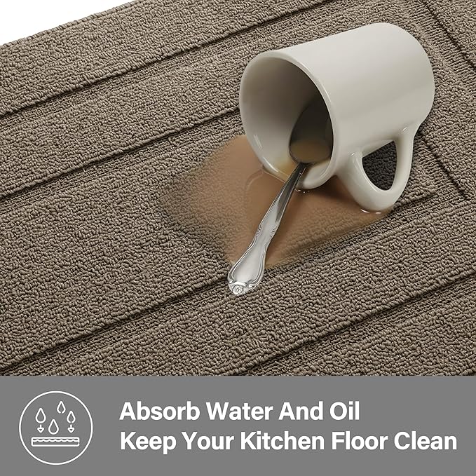 GRANNY SAYS Kitchen Mats for Floor Resist Dirt Kitchen Rugs Non Slip Washable, Small Rug for Sink Laundry Thick Durable Polypropylene Comfort Standing, 32" x 20", Light Brown