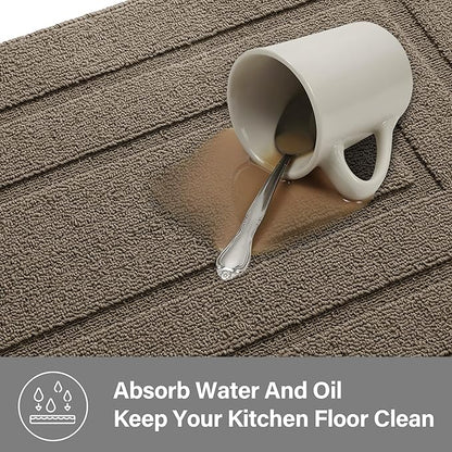 GRANNY SAYS Kitchen Mats for Floor Resist Dirt Kitchen Rugs Non Slip Washable, Small Rug for Sink Laundry Thick Durable Polypropylene Comfort Standing, 32" x 20", Light Brown