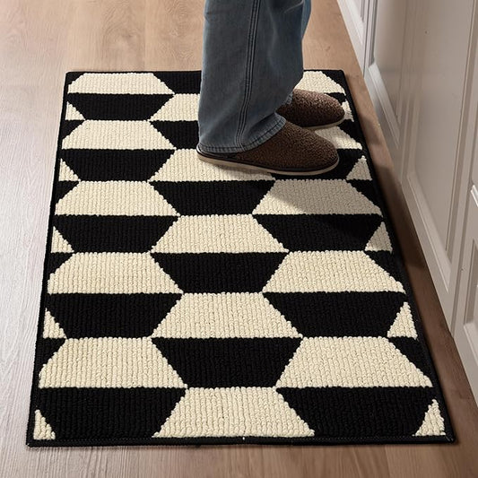 GRANNY SAYS Kitchen Mats for Floor, Kitchen Rugs Non Slip Washable, Runner Rugs for Kitchen Floor, 32" x 20", Stain Resistant Comfort Standing Mat Made of 100% Polypropylene, Black