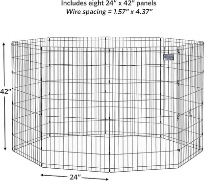 MidWest Homes for Pets 42-Inch Exercise Pen, for Indoor and Outdoor use, 16 Sq Feet of Play, Folding Dog Pen, No Door Design for Maximum Security, Easy to Set Up, Foldable Dog Playpen