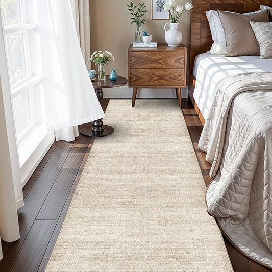 Washable Non-Slip 2x8 Kitchen Rug: Farmhouse Stain-Resistant Entryway Rug Indoor Low Pile Bathroom Hallway Runner Rug Ultra Soft Bedroom Beside Carpet Dining Room Nursery Floor Mat(2x8,Neutral/Beige)