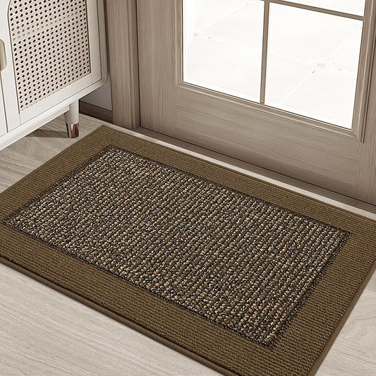 BEQHAUSE Indoor Door Mat 20" x 32", Dirt Trapper Door Mats Non-Slip Entryway Rugs Washable, Resist Dirt Absorbent Welcome Mat, Low Profile Floor Mats for Front Back Door and Entryway, Brown