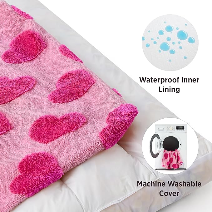 LE SURE Dog Beds Medium Size-Thick Shredded Chopped Foam Pet Bed Indoor Valentine's Day Gift for Pets, Washable Cute Modern Fuzzy Plush & Anti Slip Bottom,Lover Hearts