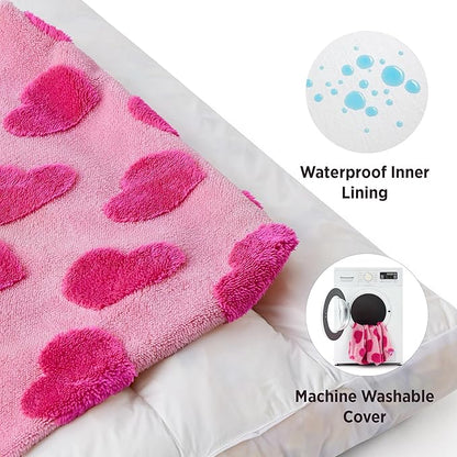 LE SURE Dog Beds Medium Size-Thick Shredded Chopped Foam Pet Bed Indoor Valentine's Day Gift for Pets, Washable Cute Modern Fuzzy Plush & Anti Slip Bottom,Lover Hearts