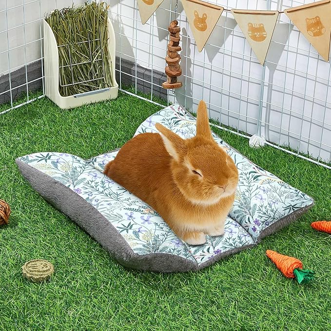 Rabbit Bed 15"X14"Thickened and Soft Bunny Bed Washable Cuddle Cushion Plush Mat Double-Sided Plush Small Pet Flop Mat Cotton Pillow for Rabbit