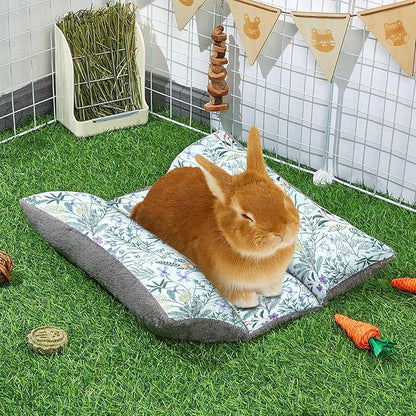 Rabbit Bed 15"X14"Thickened and Soft Bunny Bed Washable Cuddle Cushion Plush Mat Double-Sided Plush Small Pet Flop Mat Cotton Pillow for Rabbit