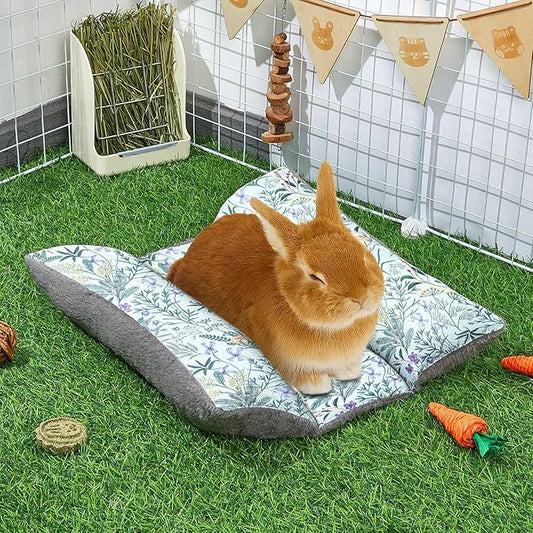 Rabbit Bed 15"X14"Thickened and Soft Bunny Bed Washable Cuddle Cushion Plush Mat Double-Sided Plush Small Pet Flop Mat Cotton Pillow for Rabbit
