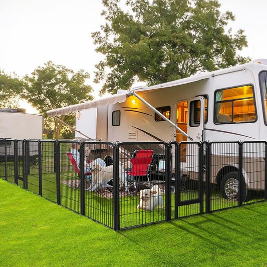 Yaheetech Dog Playpen Outdoor, 40 inch 32 Panels Dog Pen Indoor Heavy Duty Puppy Exercise Pen Metal Pet Fence for RV Camping/Yard/Garden