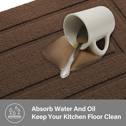 GRANNY SAYS Kitchen Mats for Floor Resist Dirt Kitchen Rugs Non Slip Washable, Small Rug for Sink Laundry Thick Durable Polypropylene Comfort Standing, 32" x 20", Dark Brown