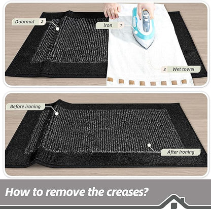 BEQHAUSE Indoor Door Mat 24" x 36", Dirt Trapper Door Mats Non-Slip Entryway Rugs Washable, Resist Dirt Absorbent Welcome Mat, Low Profile Floor Mats for Front Back Door and Entryway, Black
