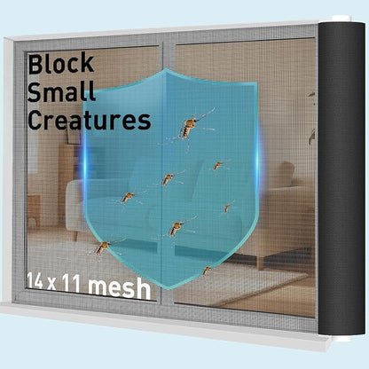 Pet Proof Window Door Screen Roll,37.4INx16.4FT Polyester Window Screen Mesh,Heavy Duty Screen Replacement Kit for Window, Door,Pet,Patio,Porch (14x11Mesh)