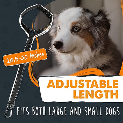Mighty Paw Dog Seat Belt For Car Headrest - Distraction Free Driving, Heavy-Duty Aviation Grade Aluminum Carabiner, and Tactical Buckle.Adjustable Dog Seatbelt Harness for Small, Medium and Large Pets