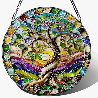 8″ Tree of Life Suncatcher, Stained Glass Window Hanging & Ornament, Boho Decor, Holiday & Christmas Ornaments | Gifts for Christmas, Holiday Presents, Gift Exchange, Gift Ideas