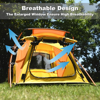 Portable Dog Tent for Small to Medium Sized Pets up to 25lb, Waterproof Dog Tent Outdoor Lightweight with Carrying Bag, Fully Zipped Meshed Door and Window, for Camping, Beach, Backyard
