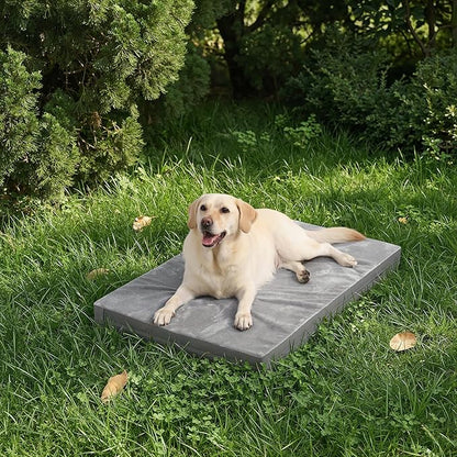 Waterproof XL Dog Beds Large Sized Dog, Outdoor Washable Crate Pad 42 inch, Extra Large Orthopedic Foam Pet Bed with Durable Removable Cover Reversible, XLarge Anti-Slip Kennel Pads, 41"x27", Gray