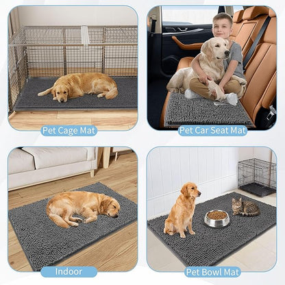 Amyracel Dirt Trapping Door Mat, 48" x 96" Large Absorbent Dog Door Mat for Muddy Paws, Quick Dry Non Slip Chenille Mud Mat for Dogs, Machine Washable Entry Indoor Entryway Rug for Inside Floor