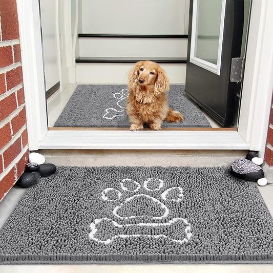 AROGAN Indoor Door Mat Entryway Rug Traps Mud and Water, Chenille Doormat for Muddy Shoes and Dog Paws, Machine Washable Doormat, Front Door Mat, Busy Area Dog Rugs for Floors, Entrance, 20x32 Grey