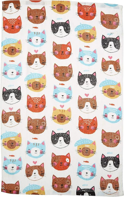 Kay Dee R3820 Designs Crazy Cat Terry Kitchen Towel, 16" x 26", Various, White, Multicolor