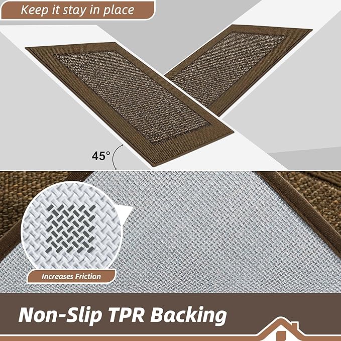 BEQHAUSE Indoor Door Mat 20" x 48", Dirt Trapper Door Mats Non-Slip Entryway Rugs Washable, Resist Dirt Absorbent Welcome Mat, Low Profile Floor Mats for Front Back Door and Entryway, Brown