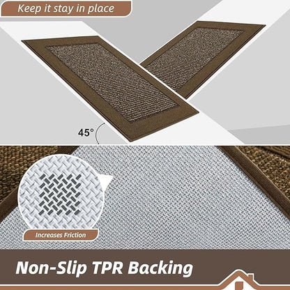 BEQHAUSE Indoor Door Mat 20" x 48", Dirt Trapper Door Mats Non-Slip Entryway Rugs Washable, Resist Dirt Absorbent Welcome Mat, Low Profile Floor Mats for Front Back Door and Entryway, Brown