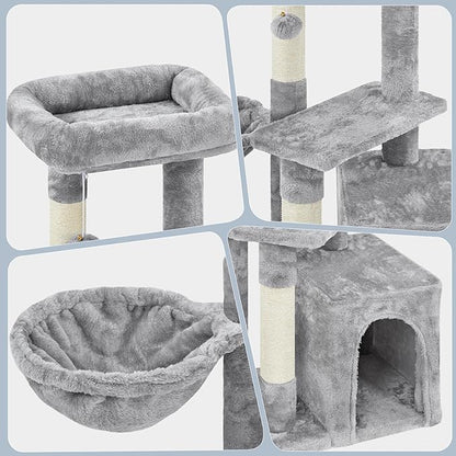 Topeakmart Cat Tree 34in Cat Tower Plush Cover with Condo, Platform & Basket for Indoor Kittens, Cat Furniture Activity Tree