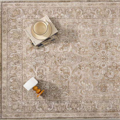 Brown 2x6 Runner Rug Hallway Washable Vintage Carpet Kitchen Long Small Indoor Non Slip Soft Low Pile Thin Stain Resistant Distressed Accent Throw Rug for Bedroom Laundry Office Living Room