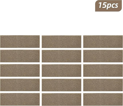 BEQHAUSE Stair Treads for Wooden Steps 28inX9in, Carpet Stair Treads Non Slip Indoor, Machine Washable Stair Runners for Kids Elders and Pets, Carpet for Stair Rugs Mat, TPE Backing, 15pcs, Taupe