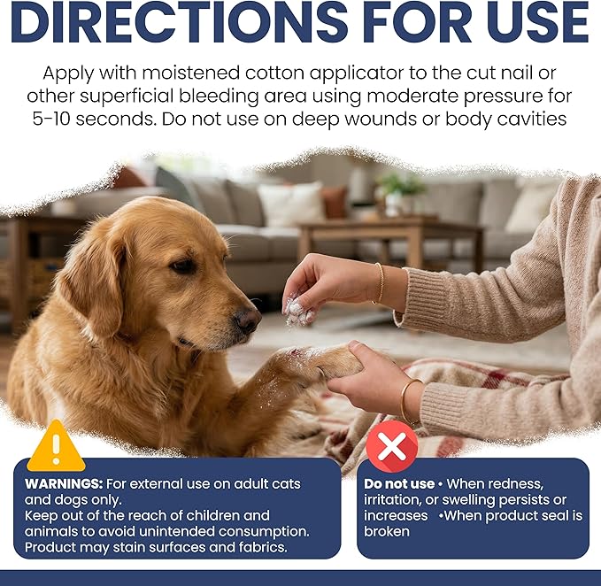 Chew + Heal Labs Styptic Powder for Dogs & Cats - 1.5 oz - Quick Stop Bleeding for Dogs Nails & Minor Cuts - Blood Clotting Powder & Bleed Stop Formula