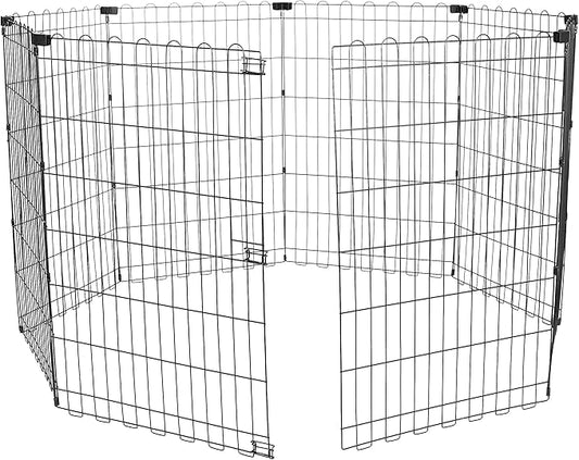 Amazon Basics Portable Foldable Octagonal Metal Exercise Dog Playpen, Indoor/Outdoor Pet Fence, No Door, 8 Panels, Medium, 60 x 60 x 36 inches, Black