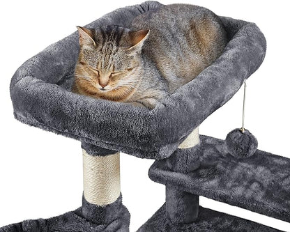 Topeakmart 46'' Cat Tree Cat Tower, with Thicker Scratching Posts, Larger Plush Perch, Spacious Condo, Basket, Multi-Level Cat Condo Furniture for Indoor Cats Kitty Pet Play House