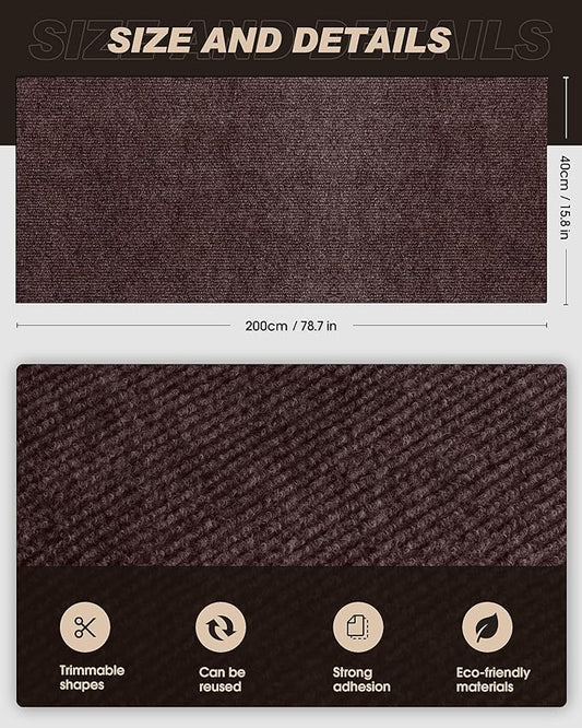 VIVOYAN 78.7"x15.8" Cat Scratch Mat,Trimmable Self-Adhesive Carpet,DIY Climb Cat Scratcher for Cat Couch Furniture or Wall Protector,Covering Cat Tower,and Replacement Pads (Brown)