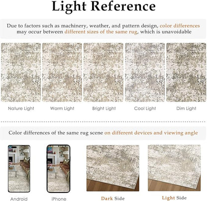 Runner Rug 2x8 Beige Machine Washable Modern Abstract Hallway Carpet Non Slip Neutral Long Carpet Low Pile Soft Non Shedding Contemporary Rug for Bathroom Laundry Kitchen Bedroom