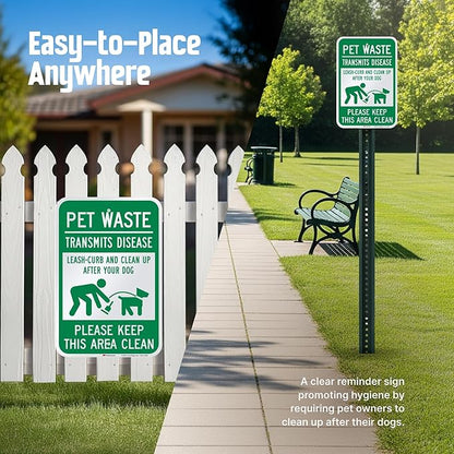 SmartSign "Pet Waste Transmits Disease - Clean Up After Your Dog" Sign | 12" x 18" 3M Engineer Grade Reflective Aluminum