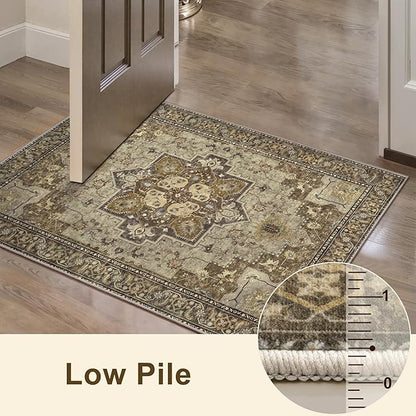 Ciicool Washable Vintage Runner Rugs - 2'6" x 10' ft Hallways Carpet, Boho Low Pile Long Non Slip Soft Stair Runners Kitchen Indoor Oriental Throw Rug for Living Room