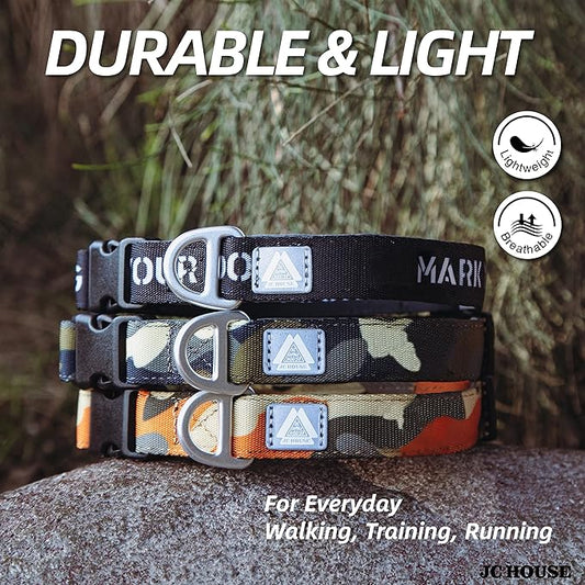Soft Padded Dog Collar, Neck 9’’-14’’, Adjustable Heavy Duty Collar with 3M Reflective Logo for Small Dogs, Camo Green, S