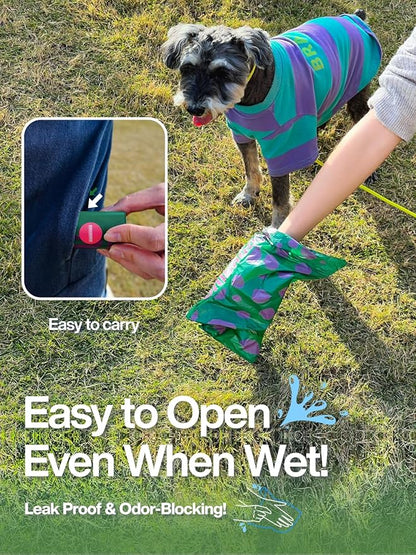 Dog Poop Bags Rolls - 300 Counts Leak Proof & Extra Thick, 20 Rolls Jasmine Scented Pet Poop Bags for Dogs, Doggie Waste Bag for Walking, Travel, Home 9 x 13 Inches (Green)