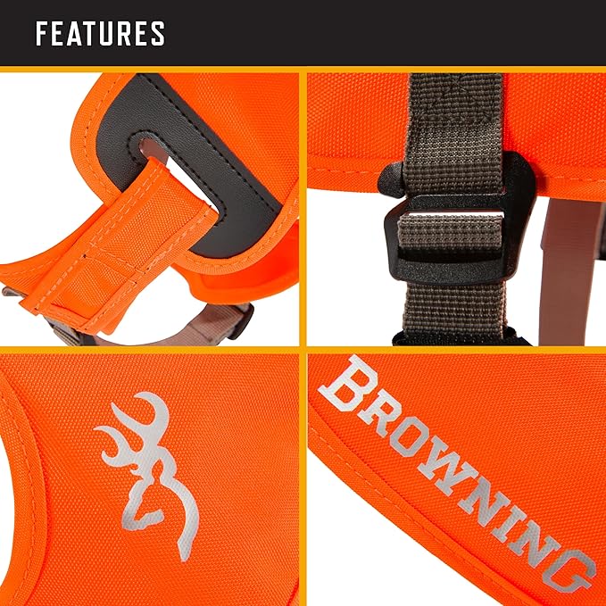Browning Pet Vests, Hi Vis Safety Vests for Dogs, Safety Orange, Medium, Adjustable Coverage