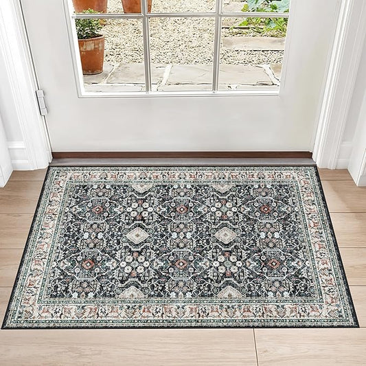 HY HAO YUN LAI Non Slip Runners for Hallways,Washable Hallway Runner Rug,Long Ultra Soft Kitchen Runner Rug,Non Shedding Accent Farmhouse Runner Rugs (Black, 2 X 3)