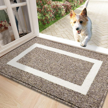 OLANLY Indoor Door Mat, 32x20, Non-Slip Absorbent Resist Dirt Entrance Mat, Washable Low-Profile Inside Entry Doormats for Entryway, Brown
