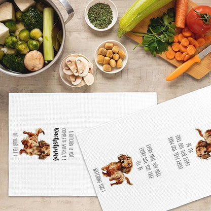 Dachshund Dog Kitchen Towels Set of 2, Funny Dog Kitchen Decor, Dogs Gifts for Women Men Hand Towel, Pet Owner Gift Decorative Tea Towels Dish Towel 16x24 Inch