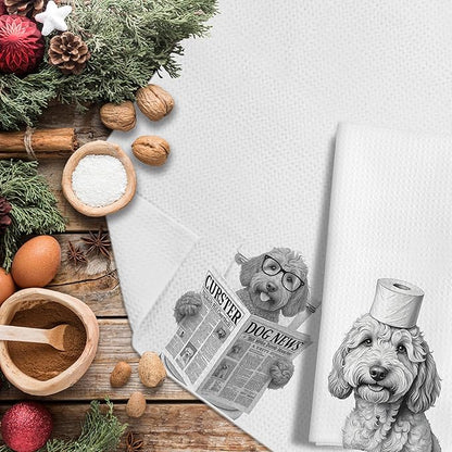 Funny Goldendoodle Dog Hand Towels Set of 3, You Will Never Pee Alone Funny Bathroom Hand Towels, Goldendoodle Gifts, Dog Bathroom Decor, 16x24