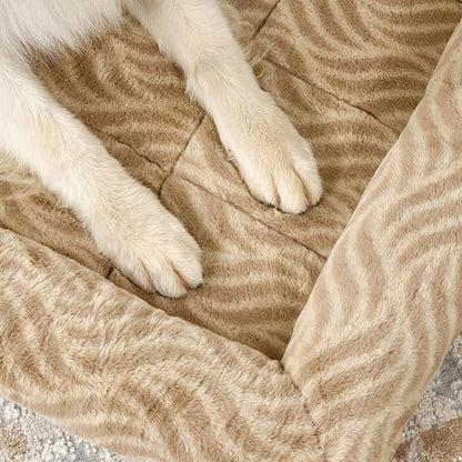 MidWest Homes for Pets QuiteTime Deluxe Wave Bolster Bed for Extra Large Dogs; Easily Machine Wash and Dry; Tan; 48"; 40248-WVTN