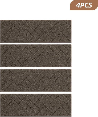 BEQHAUSE Edging Stair Treads for Wooden Steps 9" x 28", Non Slip Carpet Stair Treads Indoor Stair Runners, Soft Stair Rugs, Machine Washable, 100% Polyester, TPE Backing, 15pcs, Brown