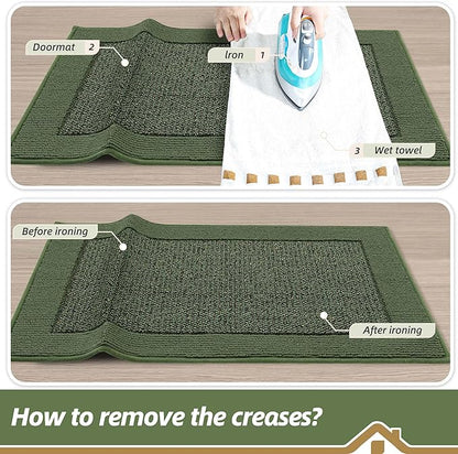 BEQHAUSE Indoor Door Mat 20" x 48", Dirt Trapper Door Mats Non-Slip Entryway Rugs Washable, Resist Dirt Absorbent Welcome Mat, Low Profile Floor Mats for Front Back Door and Entryway, Green